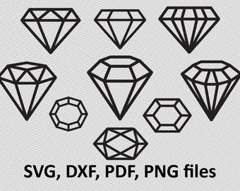 Diamonds SVG/ Diamonds DXF/ Diamonds silhouette Clipart/ Svg Files, printing design, cutting, png, pdf, DXF, diamonds vector, diamond, gem