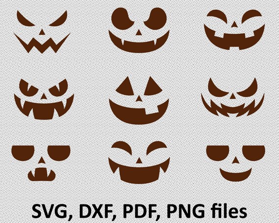 Download Pumpkin Faces Svg Halloween face svg png pdf dxf Scary ...