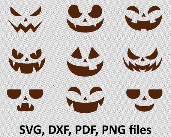 Download Pumpkin Faces Svg Halloween face svg png pdf dxf Scary ...