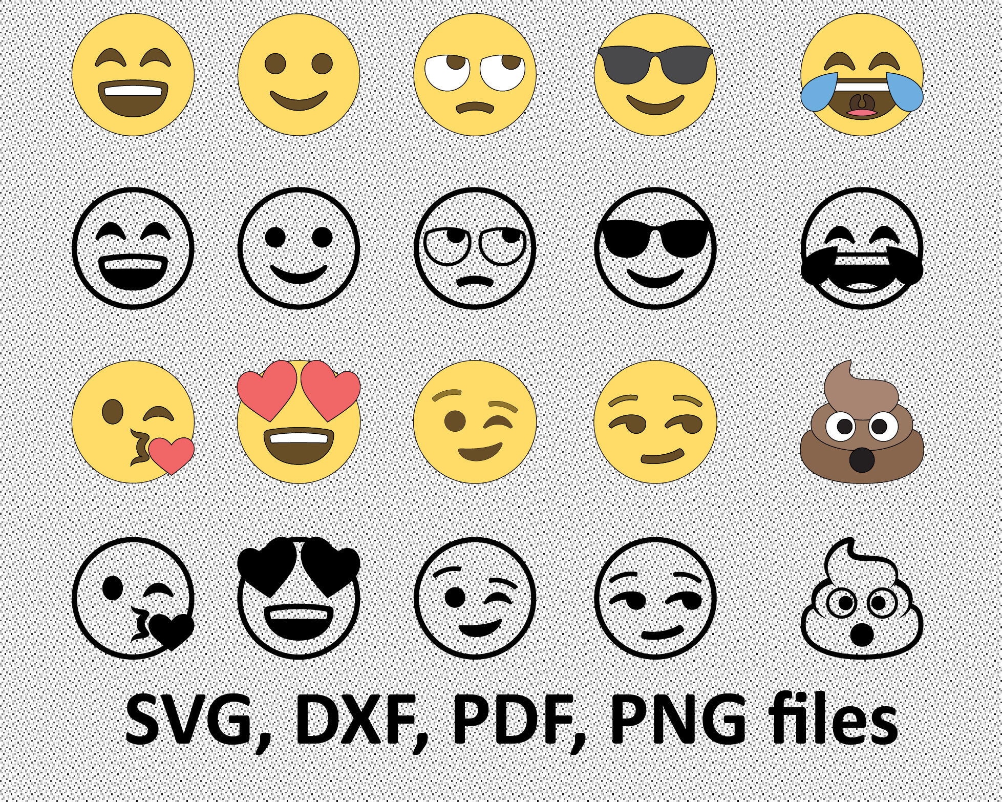 Download 10 Emoji SVGEmoji Silhouette SvgEmoticon SVGEmoji Face | Etsy
