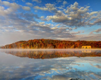 Canvas Print, Fall Color, Landscape Photography, Nature Print, Michigan, Reflection -