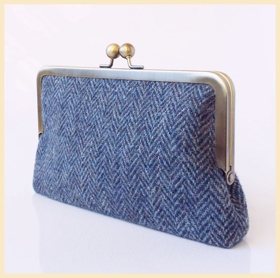 blue grey clutch bag