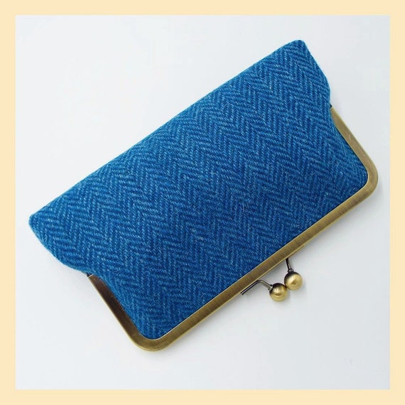 small blue clutch bag