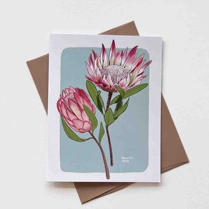 fleurs de Protea | Modèle n°093 | Taille A2 | 4,25 x 5,25 pouces plié | Merci | Anniversaire | Carte de correspondance vierge