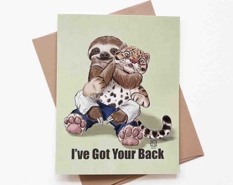 BJJ I've Got Your Back Card | Design#088 | Size A2 | 4.25" x 5.25" folded |  Brazilian Jiu Jitsu | Funny BJJ Card | Blank Note Card