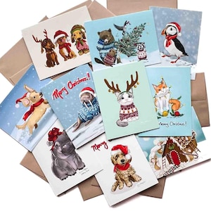 Animal Christmas Card Variety Pack | Bundle of  10 Cards | Save 35%