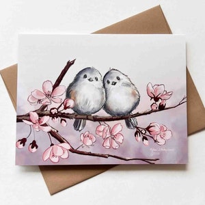 Oiseaux d'amour | Modèle n°058 | Saint-Valentin | Anniversaire | Fiançailles | carte de correspondance vierge |