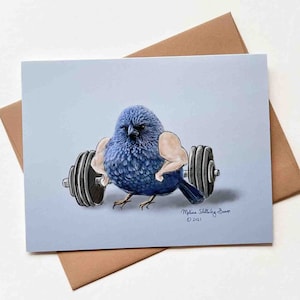 Oiseau avec des bras |  Modèle n°042 | Drôle | Anniversaire | Merci | Carte de correspondance vierge