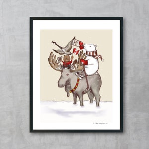 Canadian Animal Collection Fine Art Print | Unframed | Animals | Moose | Beaver | Bear | Goose | Whimsical | Home Decor | House Warming Gift
