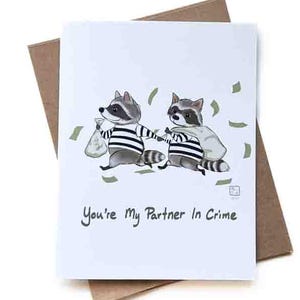 Biglietto d'auguri "Compagni nel crimine" / Compleanno / Design n. 116 / Formato A2 / 4,25" x 5,25" piegato / Biglietto divertente per gli amanti dei cani