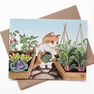 Wenskaart Moestuin Mr. Kitty | Ontwerp#091| Maat A2 | 4,25 x 5,25 inch gevouwen | Verjaardag | Bedankt | Lege notitiekaart