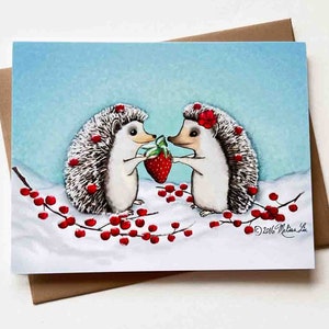 de voeux de hérisson | Modèle n°002 | Taille A2 | 4,25 x 5,25 pouces plié | Saint-Valentin | Vacances | Anniversaire | Anniversaire | Carte de correspondance vierge