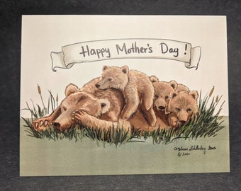 Mother's Day Bear Card | Design #016 | Size A2 | 4.25" x 5.25" folded | Cute Card | Blank Note Card