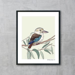 Kookaburra Bird Fine Art Print | Unframed | Bird Art | Whimsical Bird Wall Art
