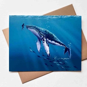 Carte de voeux de baleine à bosse | Modèle n°044 | Anniversaire | Merci | Carte de correspondance vierge
