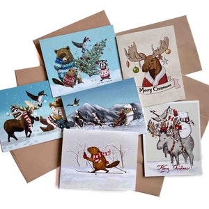 Carte des Fêtes Canadiana, paquet de 6 cartes | Taille A2 | 4,25 x 5,25 pouces plié | Économisez 25 %