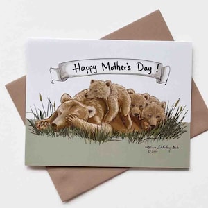 carte ours de la fête des mères | Modèle #016 | Taille A2 | 4,25 x 5,25 pouces plié | Carte mignonne | Carte de correspondance vierge