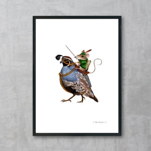 Mouse and Quail Painting Fine Art Print | Unframed | Home Decor | House Warming Gift