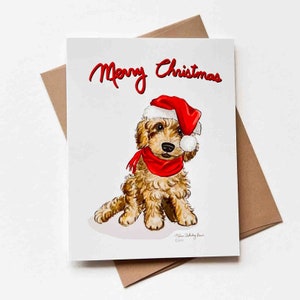 Carte de Noël Goldendoodle | Modèle n°056 | Vacances | Mignon | Fantastique | Chiot | Carte de correspondance vierge