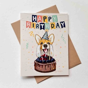 Carte d'anniversaire Corgi | Modèle n°049 | Taille A2 | 4,25 x 5,25 pouces plié | Drôle | Carte fantaisiste