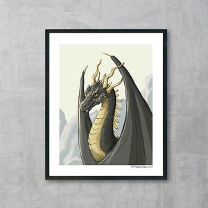 Sirius the Black Dragon Fine Art Print | Unframed | Dragon Fine Art Print | Home Decor