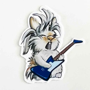 Rock Star Bunny Sticker| 3&quot; | Semi-Gloss | Water Resistant |  Laptop | Water Bottle Sticker