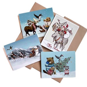 Canadiana Holiday Cards | Bundle of 4 Cards | Size A2 | 4.25" x 5.25" folded | Save 15%
