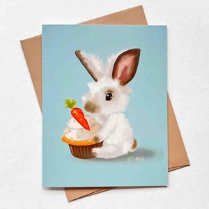 Carte de voeux de gâteau aux carottes | Anniversaire | Pâques | Modèle n° 070 | Taille A2 | 4,25 x 5,25 pouces plié | Carte de correspondance vierge