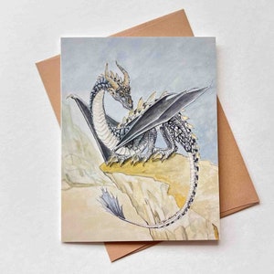 de voeux de falaise de dragon | Modèle #014 | Taille A2 | 4,25 x 5,25 pouces plié | Anniversaire | MDN | Amitié | Carte de correspondance vierge