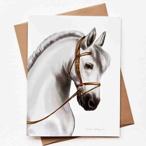 de voeux de cheval blanc | Anniversaire | Modèle n°074 | Taille A2 | 4,25 x 5,25 pouces plié | Carte de correspondance vierge