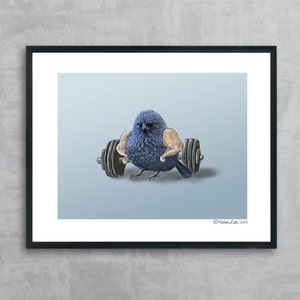 Bird With Arms Fine Art Print | Unframed | Never Skip Leg Day | Funny | Whimsical |