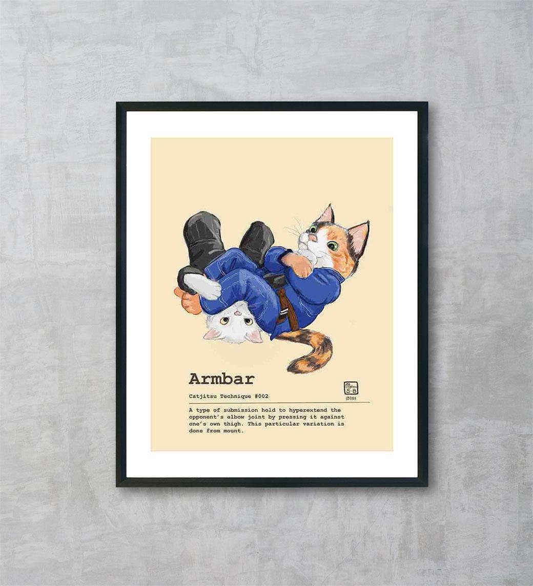 Catjitsu Technik 002 Arm Bar Fine Art Print | Ungerahmt | Brasilianisches Jiu Jitsu (BJJ) | Geschenk für Grappler