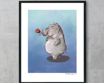 Sexy Hippo Painting | Whimsical | Funny | Fine Art Print
