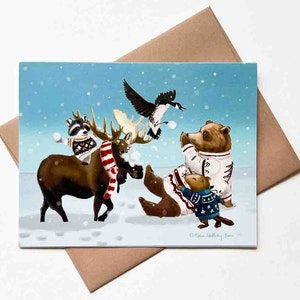de Noël de combat de boules de neige | Vacances | Anniversaire | Modèle n°078 | Taille A2 | 4,25 x 5,25 pouces plié | Carte de correspondance vierge