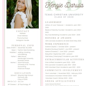 女子学生クラブ入会用履歴書テンプレート Canva | ギリシャライフリクルート用履歴書（デジタルダウンロード）