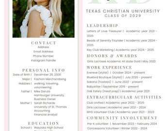 Modello di curriculum per Sorority Rush Canva / Curriculum per Greek Life Recruitment (download digitale)
