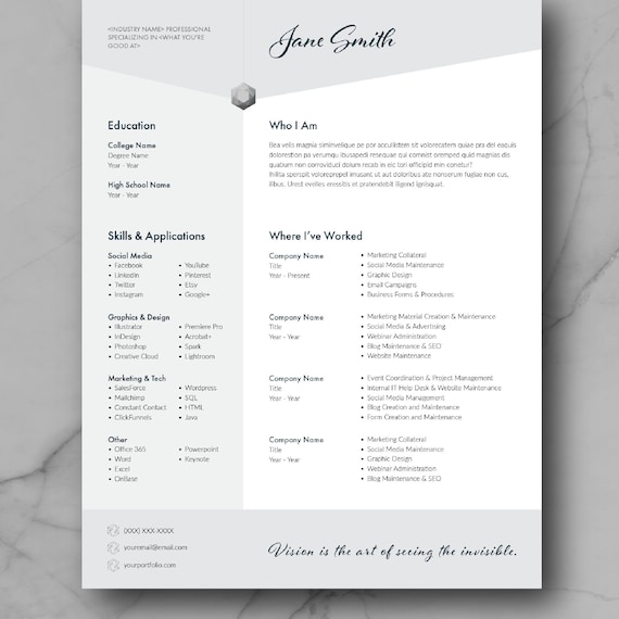 Lebenslauf Vorlage Cv Vorlage Adobe Indesign Cv Design Etsy