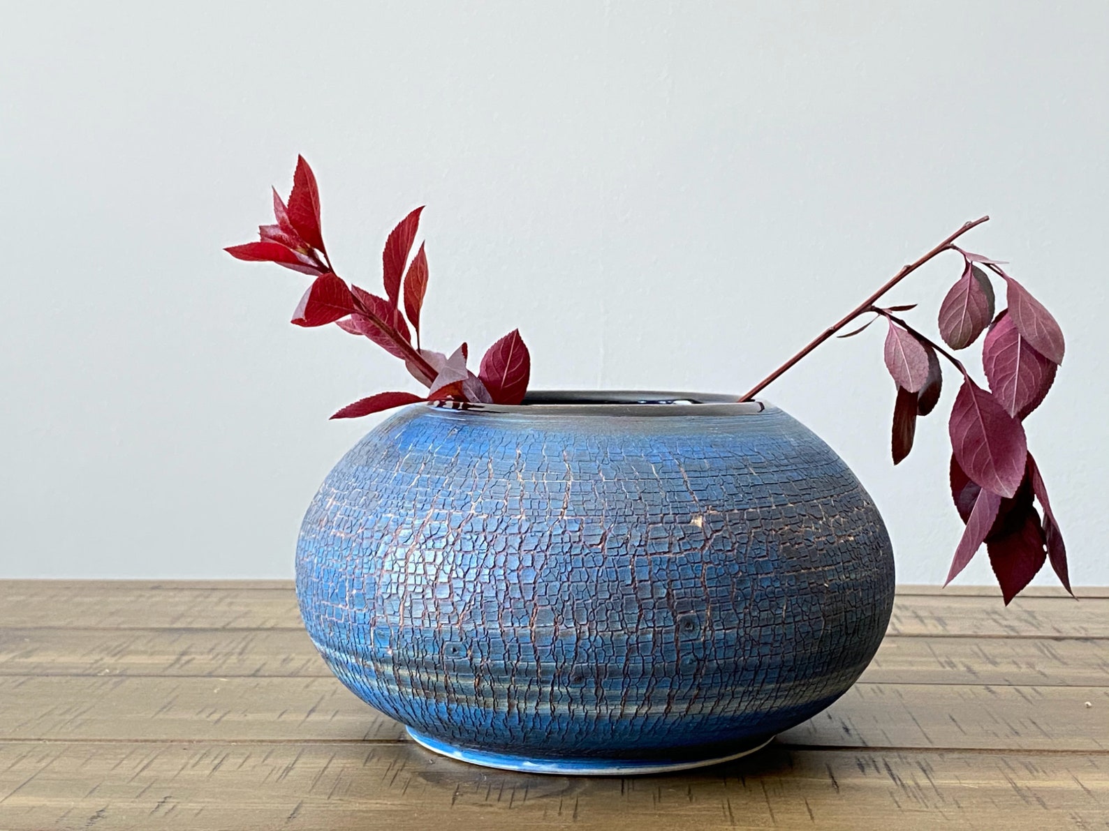 Blue Oval Vase Handmade Ceramics Pottery Blue/ White Etsy