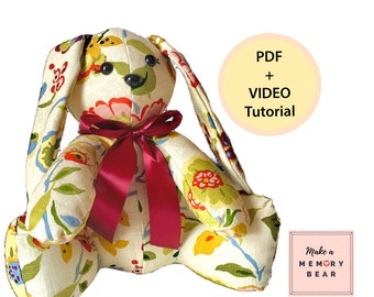 Memory Bunny Pattern 12" -"Beatrice"- plus VIDEO tutorial | memory bear pattern | keepsake bear | Easter bunny pattern | plushie pattern