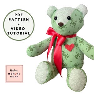 Patrón de oso Mamie + videotutorial. Patrón sencillo de oso de 18 piezas: oso de recuerdo para principiantes, oso de peluche, regalo de duelo, oso de recuerdo.