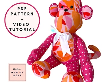 Mikey the Monkey Sewing Pattern | Memory Keepsake Plush (PDF Pattern)