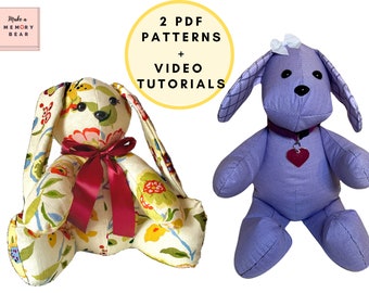 BUNDLE! Memory Bunny & Dog!  Instant download for TWO popular memory bears! Memorial bear | keepsake bear | dog pattern | plushie pattern