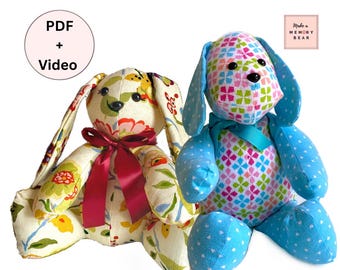 Memory Bunny & Dog Sewing Pattern Bundle (PDF + Video)