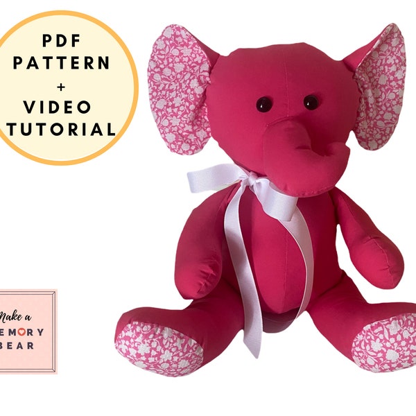 Memory Elephant Pattern 16" - ""Moe the Elephant"" - mit VIDEO Nähanleitung, Memory Bär Schnittmuster | Schnittmuster Schnittmuster für Plüschi"