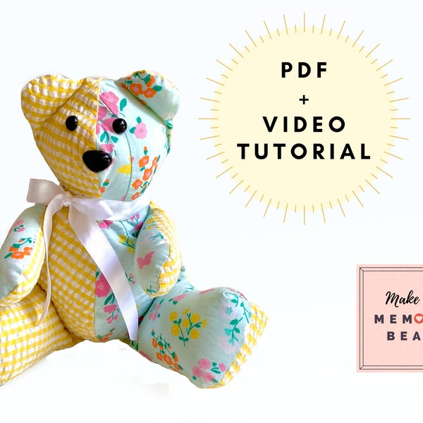 MINI Memory Bear Pattern 8" -Noelle Bear- with VIDEO tutorial | teddy bear pattern | keepsake bear | plushie pattern | memorial bear pattern