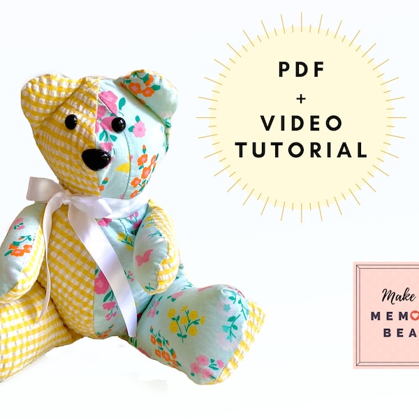 MINI Memory Bear Pattern 8 inch -Noelle Bear- Instant download + VIDEO tutorial