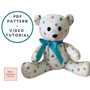 Brookie Bear pattern- 11&quot; memory bear - keepsake bear - teddy bear - bear plushie - beginner memory bear - easy sewing pattern - bear stuffy