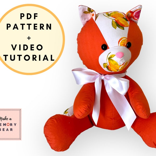 EASY cat pattern! Chauncey the Cat - instant download pattern - memory bear - cat from clothes - keepsake cat