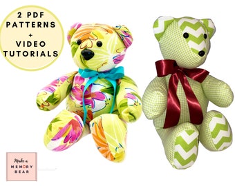 BUNDLE Memory Bear Patterns! 2 Patterns included, INSTANT DOWNLOAD | Chipper Bear | Mamie Bear | teddy bear pattern | plushie sewing pattern