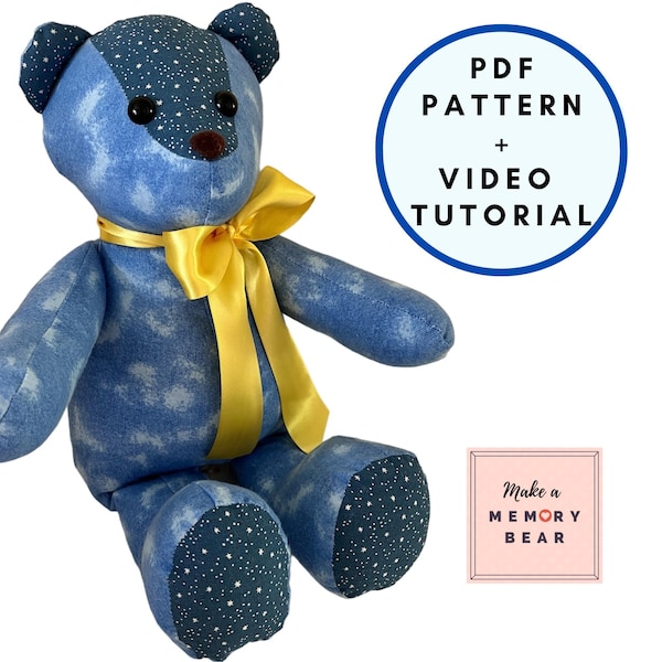 SIMPLE! Memory Bear Pattern 18 inch + VIDEO tutorial | Mamie Bear | easy teddy bear pattern | keepsake bear pattern | memorial bear